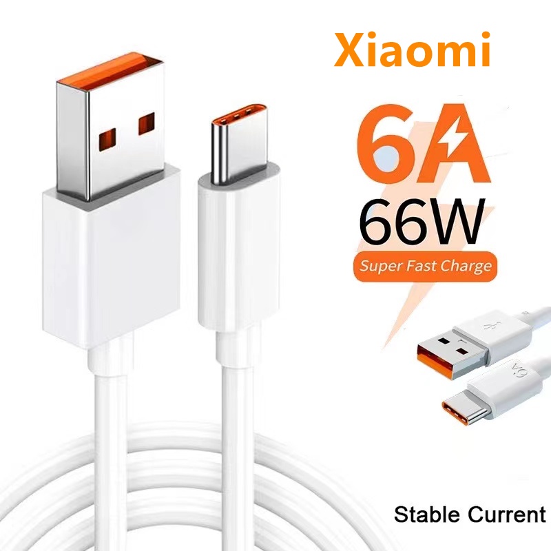 Xiaomi 66W 6A Super Fast Charger Cable Fast USB Type C Charging Data ...