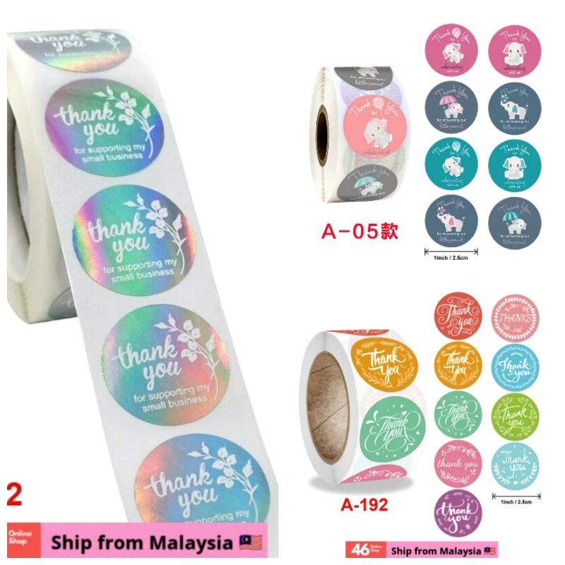 500Pcs/roll Round Stickers Adhesive Thank You Sticker Seal Labels Gift ...