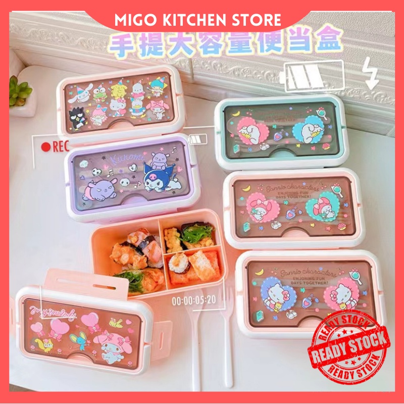 1400Ml Sanrios Anime Cinnamoroll Melody Kuromi Lunch Box Bento Box Cartoon  Kids Food Storage Box Kawaii