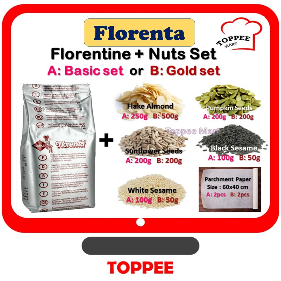 SET] FLORENTA Flour + Nuts Mix Florentine Set (Basic Or Gold