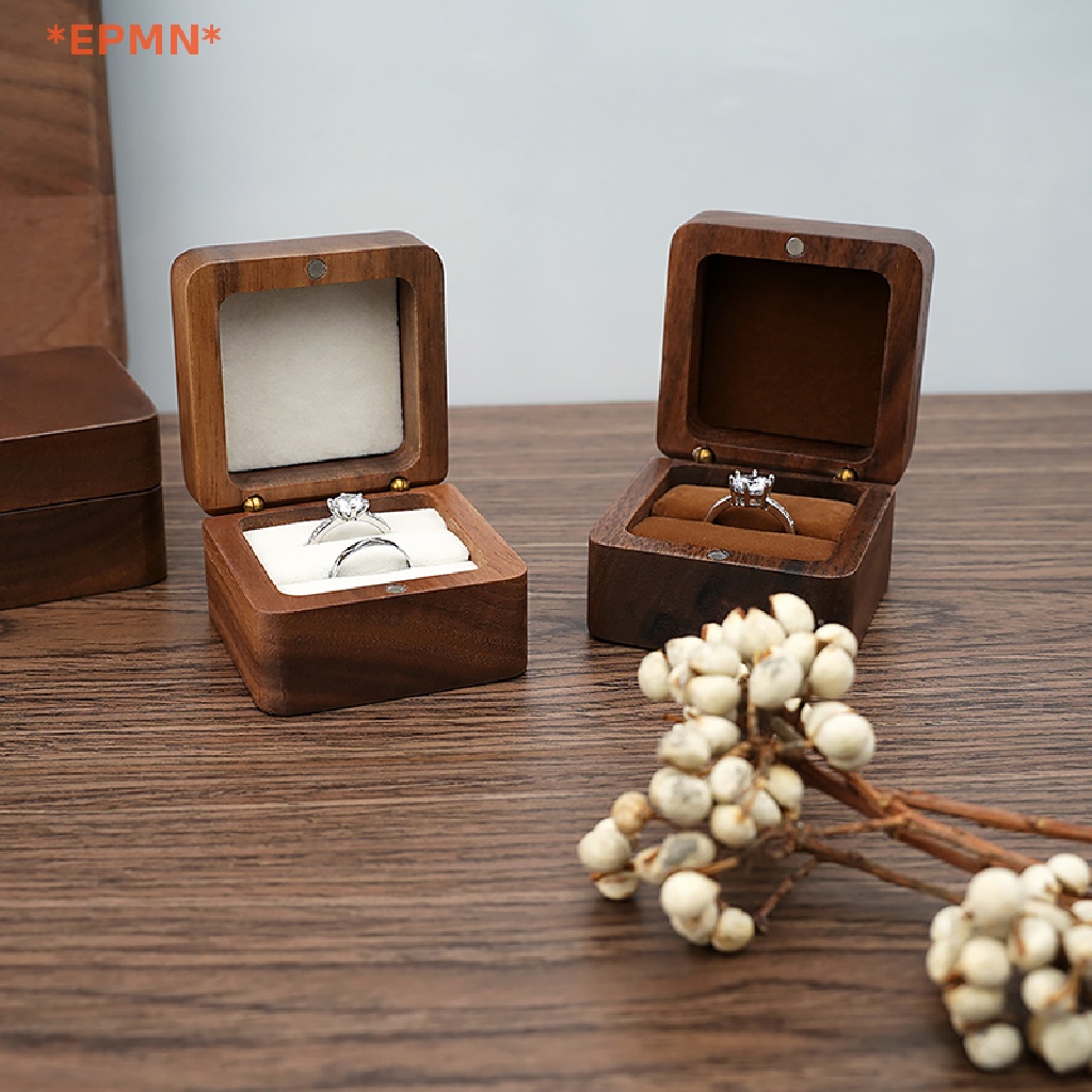 EPMN> Wood Jewelry Box Wedding Ring Box Earring Rings Organizer Box Gift Package Case new
