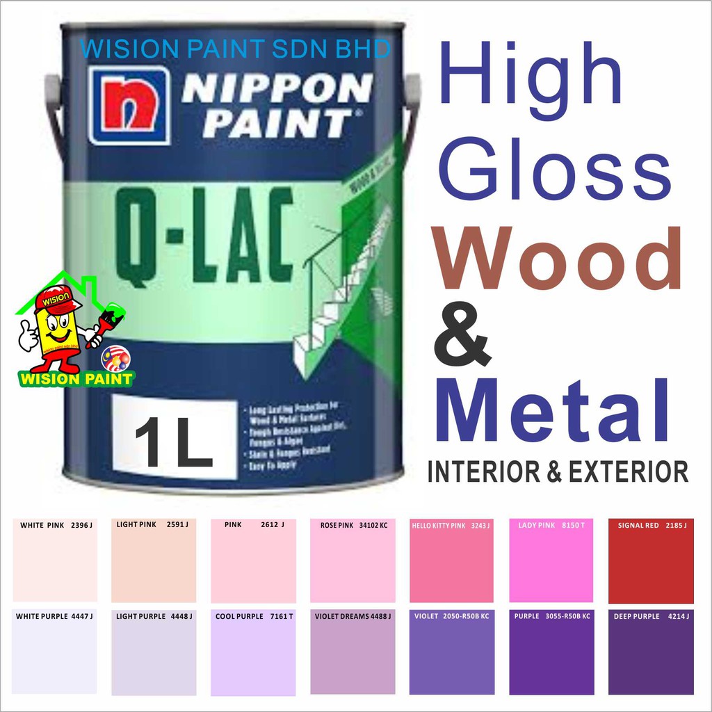 1L ( 1 LITER ) Nippon Paint Q-Lac Gloss Finish For Metal & Wood / HIGH ...