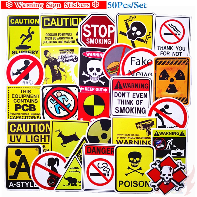 Warning Sign Series 04 Stickers 50Pcs/Set Warning Mark DIY Fashion ...