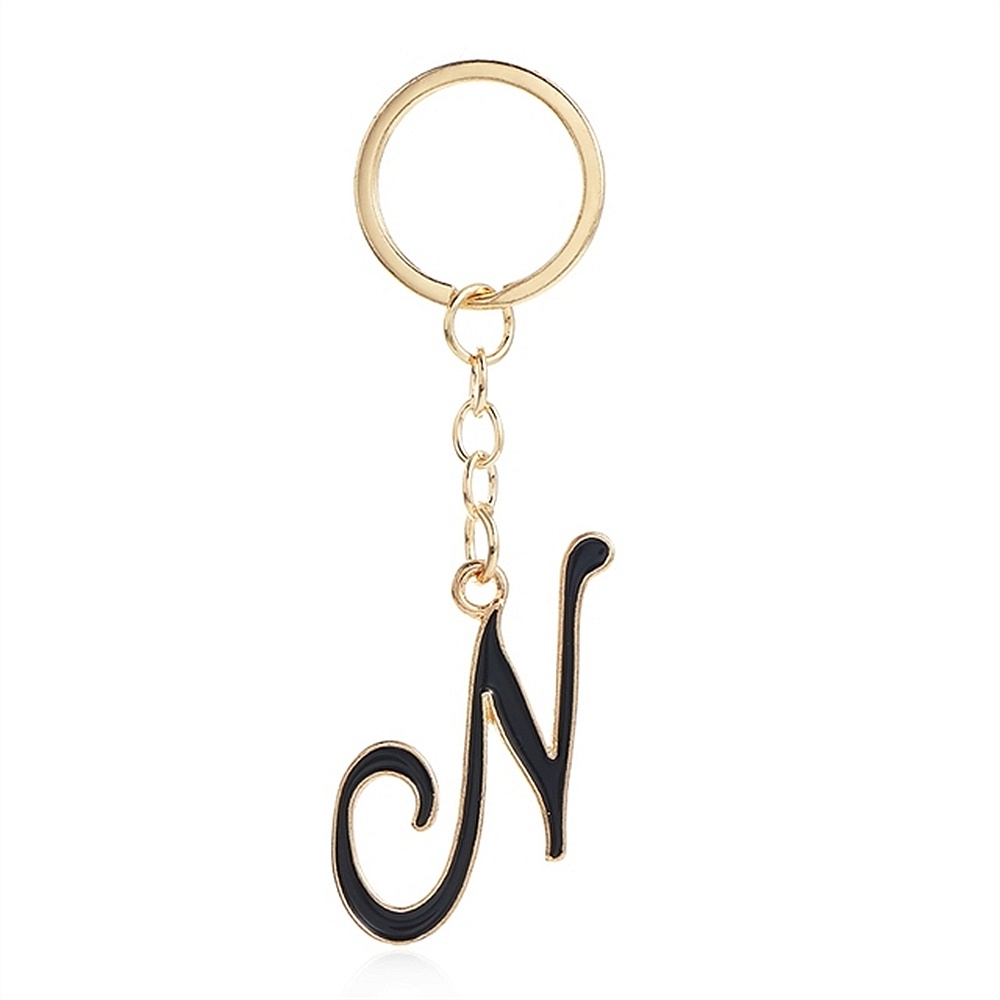 Chic 26 A-Z Letter Metal Keychain Stylish Initial Dripping Oil Keyring ...