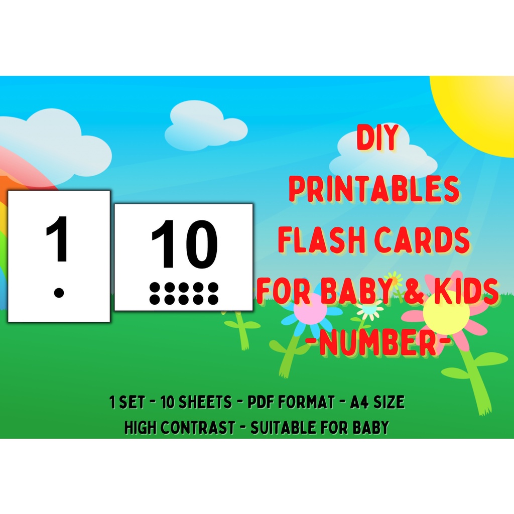 [SOFTCOPY ONLY] [NUMBER] DIY PRINTABLES FLASH CARDS FOR BABY AND KIDS