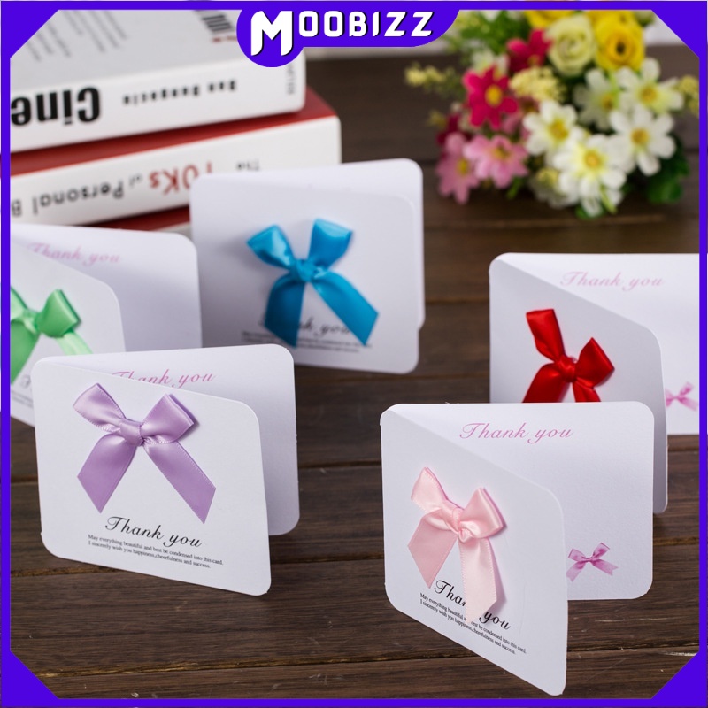 (Min.10pcs) Ribbon Thank You Card Wishing Kad Appreciate Card for ...