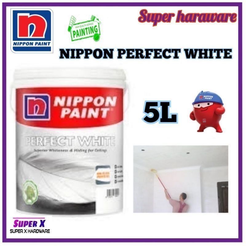 5L Nippon Paint Perfect White/Matt Finish Paint/Wall Paint /Cat Dinding