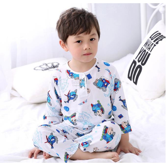 Super Soft Ice Cool Kids Pyjamas Boy(Train) | Shopee Malaysia