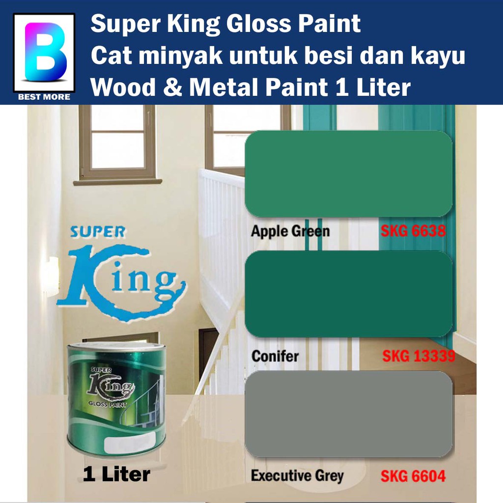 Super King High Gloss Wood And Metal Collection 1 Liter Apple Green ...