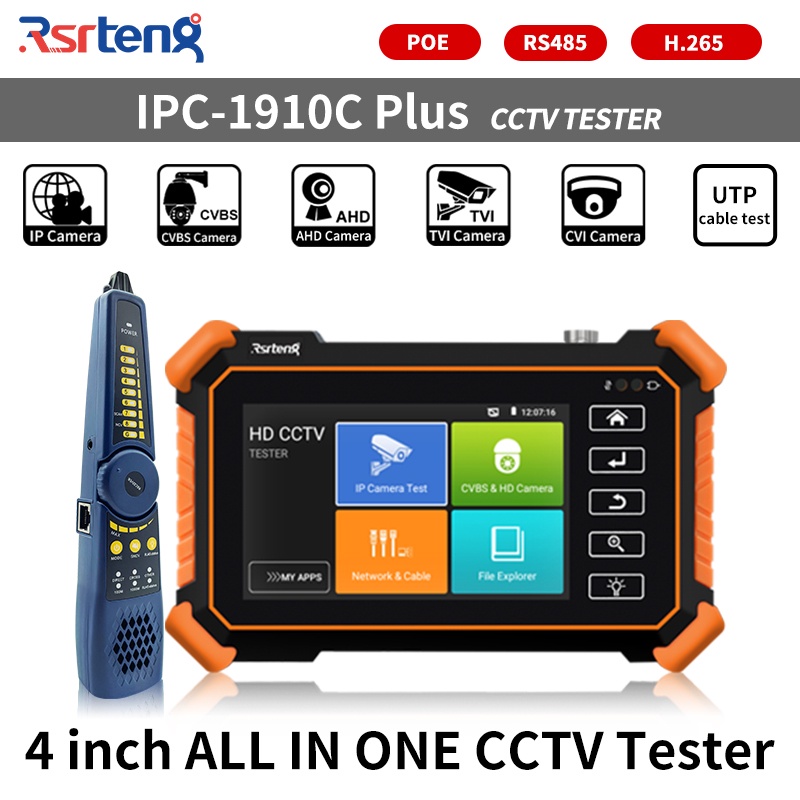 Rsrteng CCTV IP camera Tester with Cable Tracer IPC1910C Plus 8MP AHD