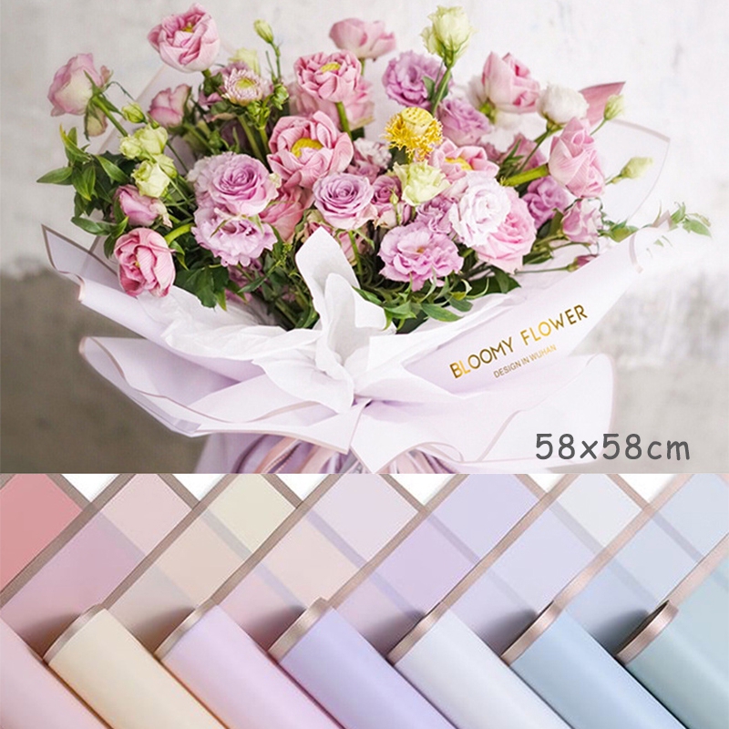 20 Sheets Waterproof Flowers Gold Border Wrapping Paper Jelly Film ...