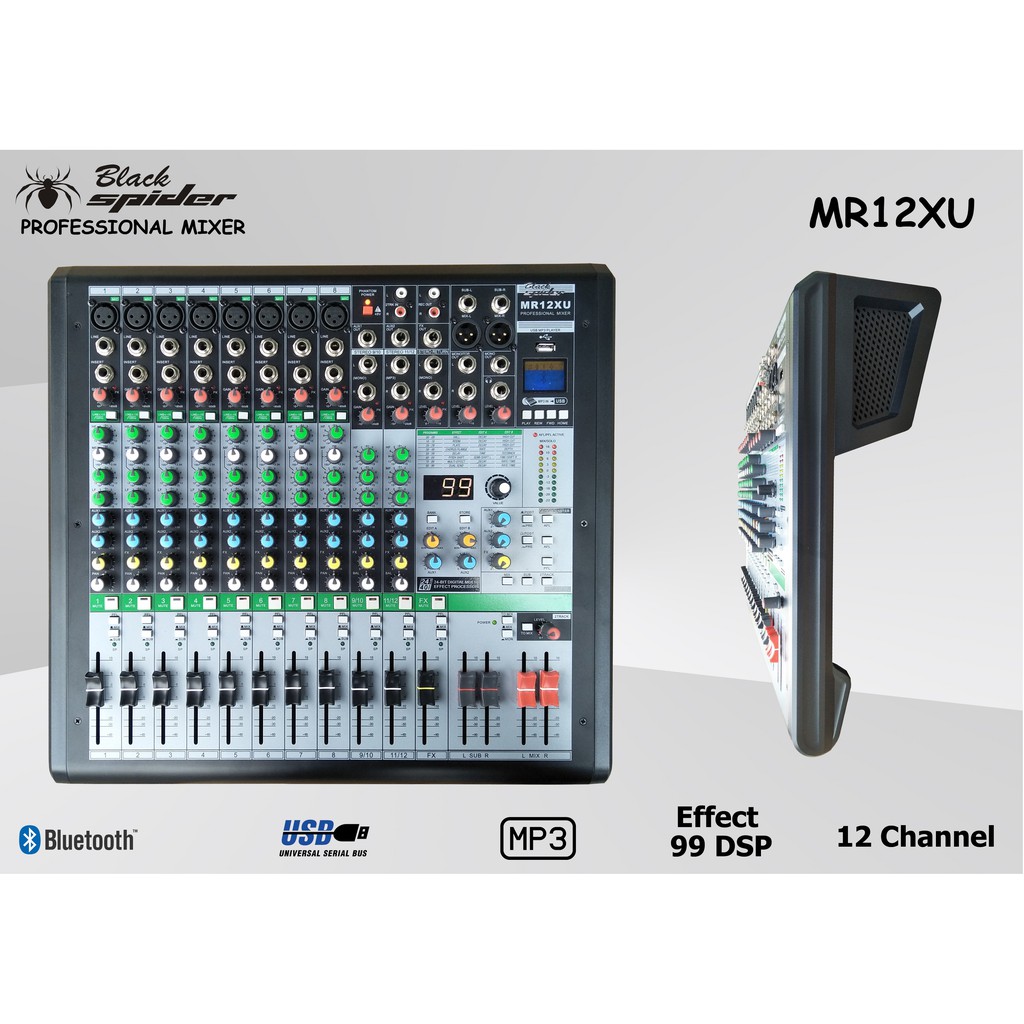 Mr12xu Black Spider Audio Mixer 12 Channel Shopee Malaysia