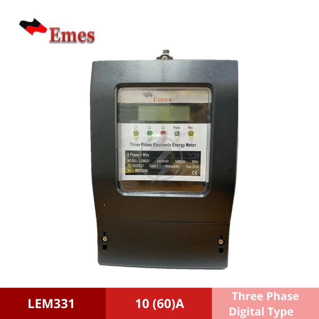 EMES LEM331 3 PHASE 10(60)A KWH METER (DIGITAL TYPE) Kilowatt-Hour ...