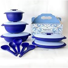 Tupperware Royale Blue Serveware Set + Gift Box | Shopee Malaysia