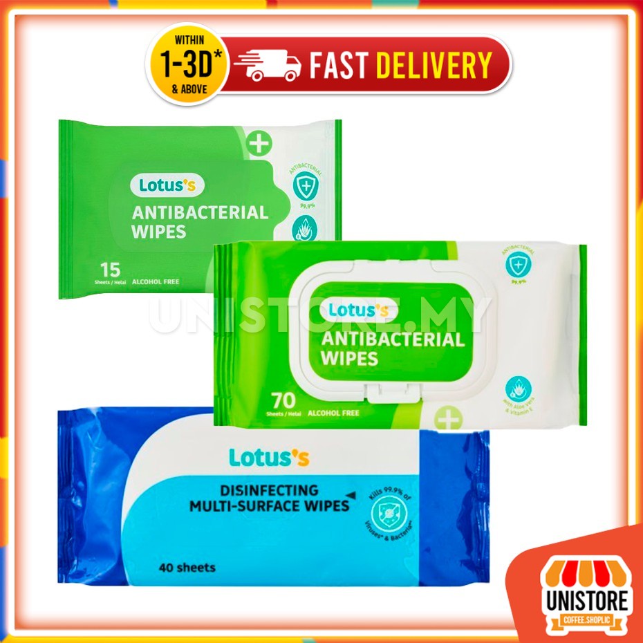 Tesco Lotus’s Health Antibacterial Wipes 70 Sheets Lotus's Disinfecting