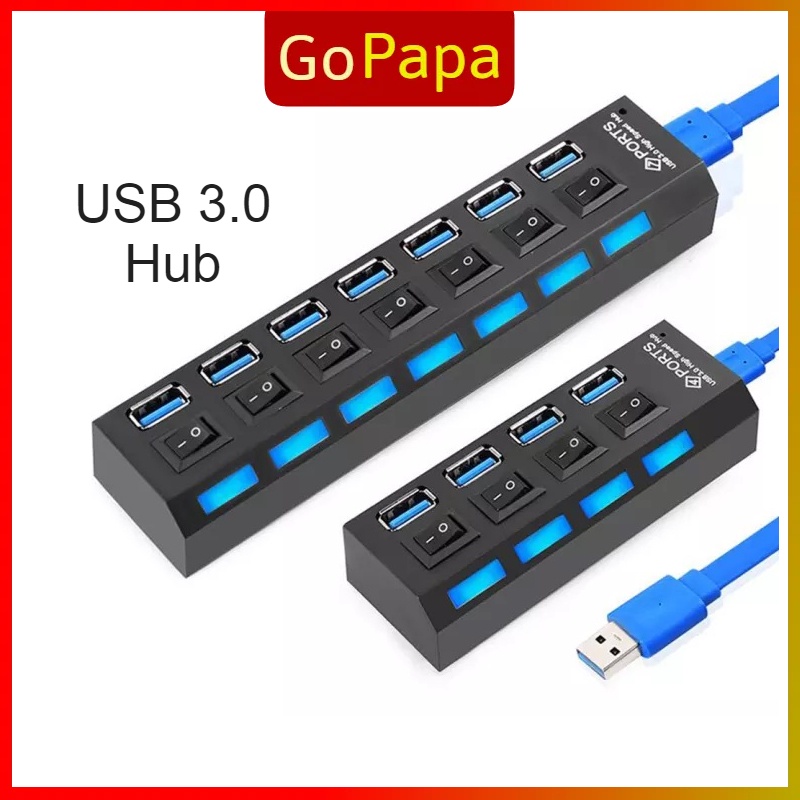 USB 3.0 HUB 4/7-Port Data Switch Splitter ON/Off Switches Mouse ...