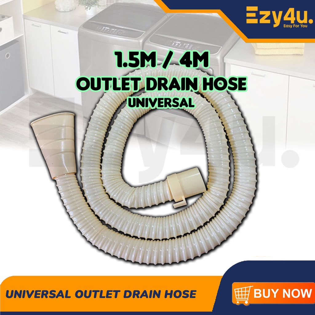 Universal Washing Machine Multi Purpose Outlet Drain Hose White 1.5M 4M ...