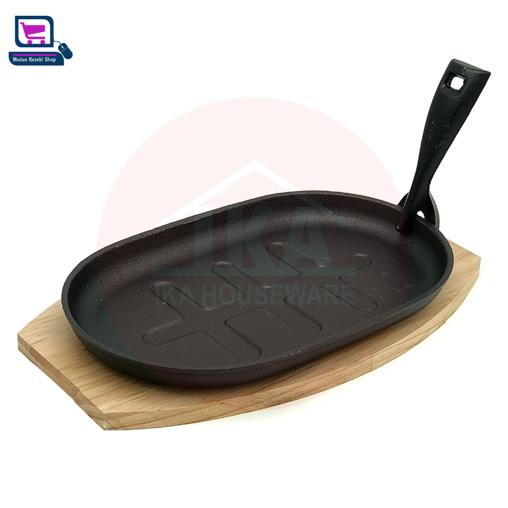 Steak Sizzle Plate Oval Shape 8/10/12 Cast Iron Plate for Kitchen  Grilling