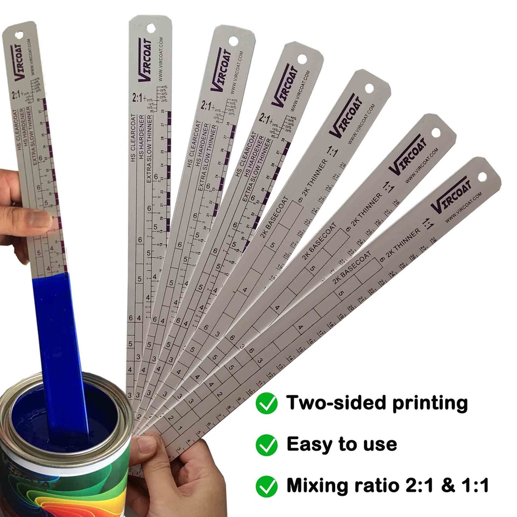 VIRCOAT Paint Mixing Ruler Car Paint Measuring Scale Mixing Ruler