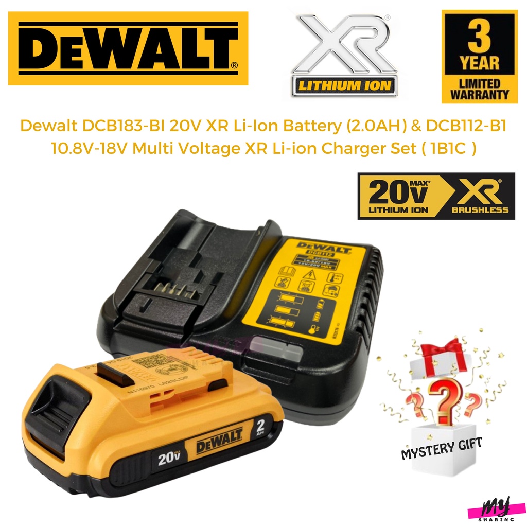 DEWALT DCB183-BI 20V XR Li-Ion Battery ( 2.0AH ) & DCB112-B1 10.8V-18V ...