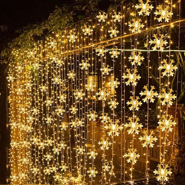 80 LED Christmas Snowflake String Lights Hanging Decorations - Winter  Wonderland Lighted Decor for Holiday Xmas Indoor Outdoor Party Supplies  (32.8ft ,Batteries Not Included) 