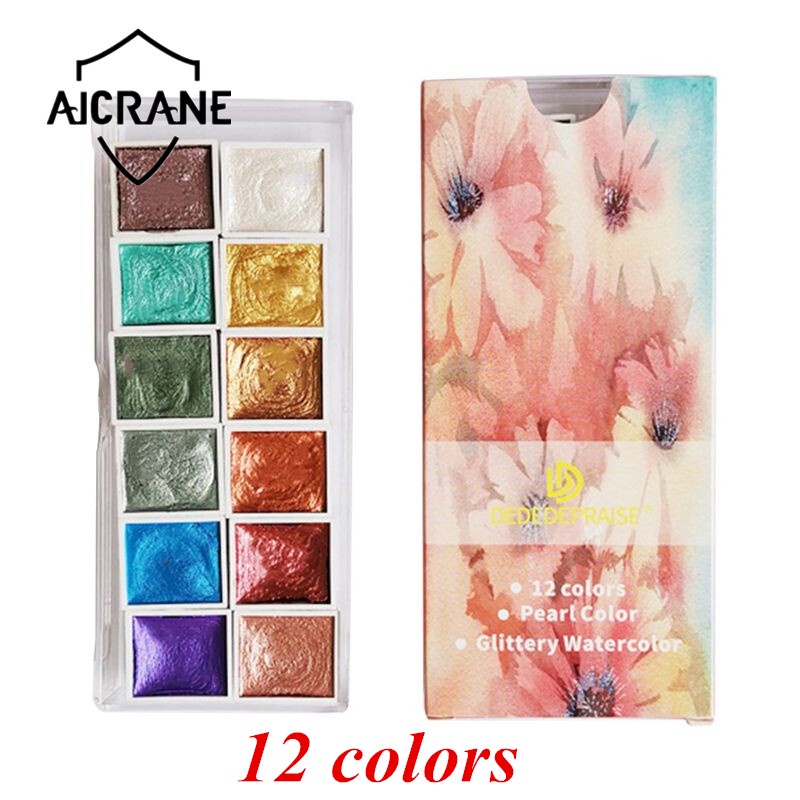 Malaysia Stock AICRANE Pearlescent/Gem/Starry Solid Watercolor Paints