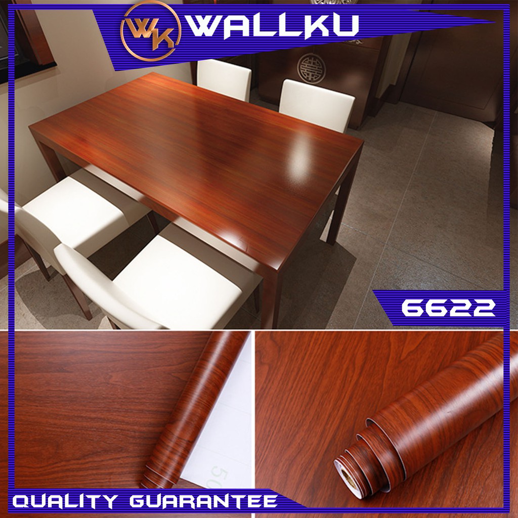 WallKu PVC Wooden Waterproof Self Adhesive Wallpaper Furniture