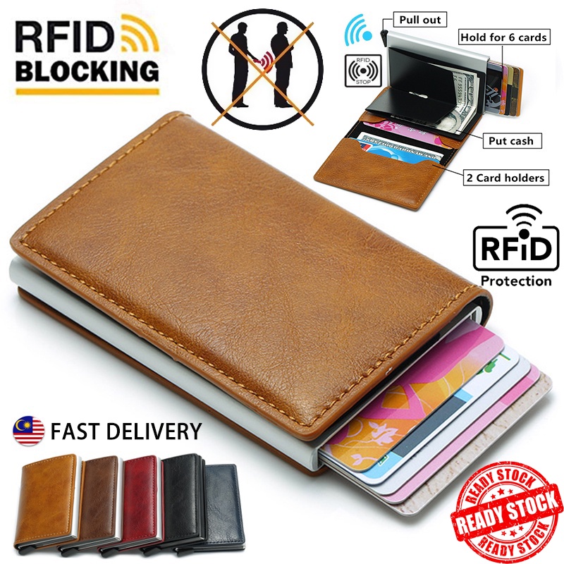【Hot】RFID Blocking Wallet PU Leather Card Holder ID Credit Card Rfid ...