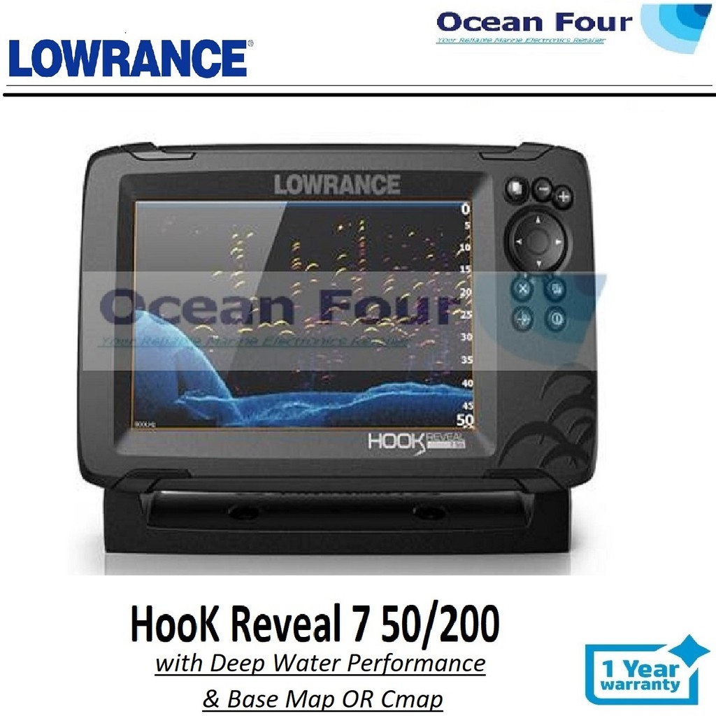 Lowrance Hook Reveal 7 50/200 Deep Water Performance BASEMAP/CMAP