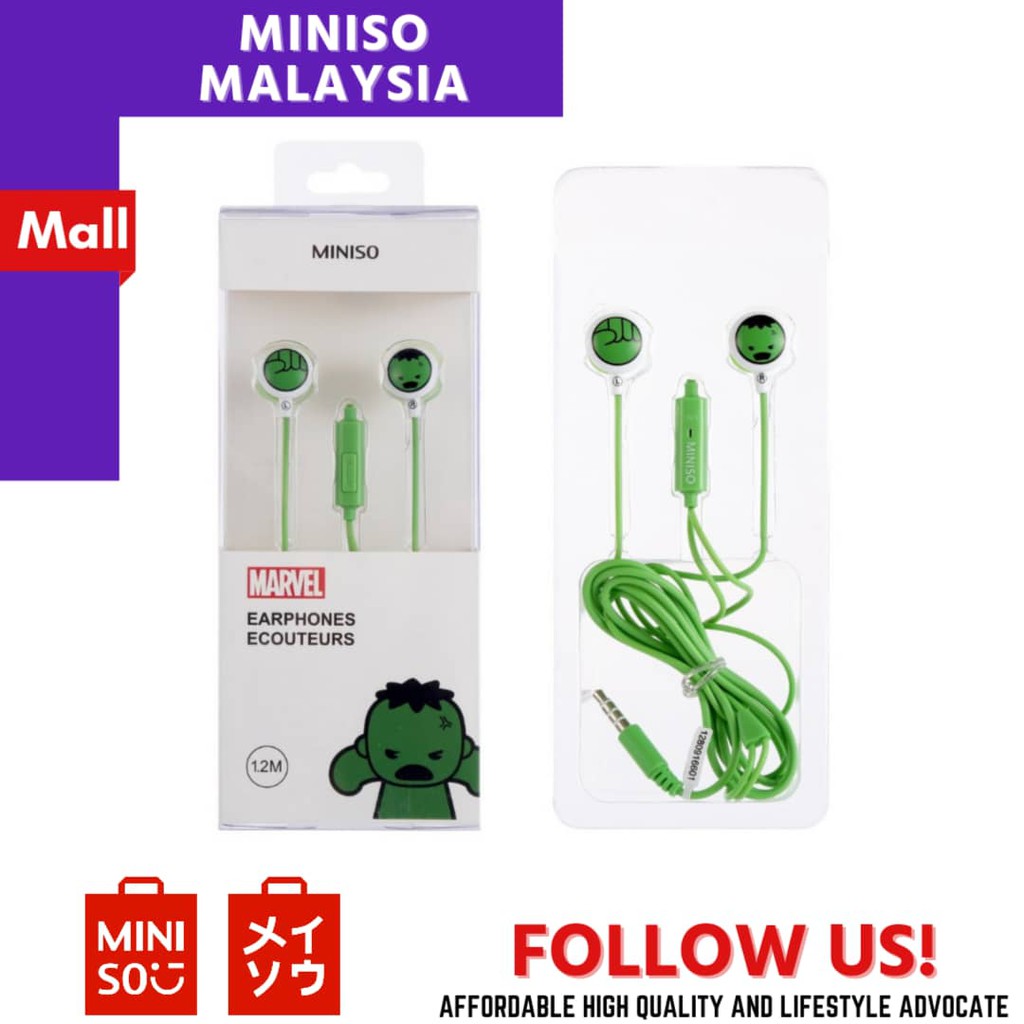 Limited Stock Miniso Marvel Earphone Hulk Headset Shopee Malaysia