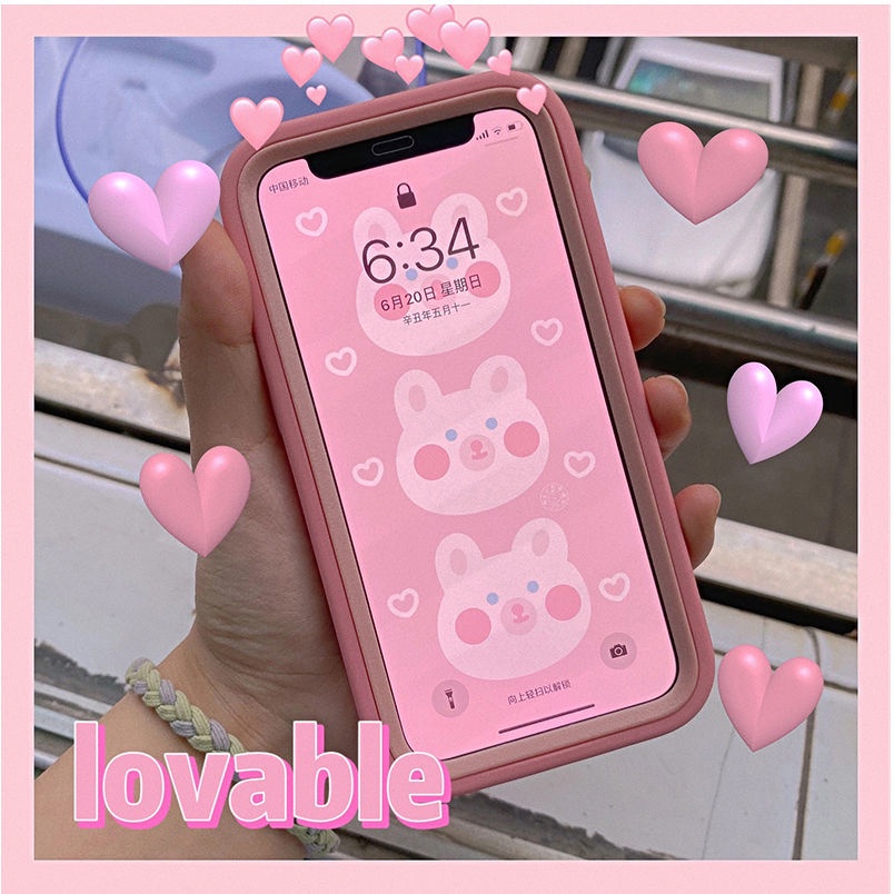 Girls powder two piece compatible for iPhone14promax iphone x mobile phone case 13 personality wavy x silicone 8p anti fall