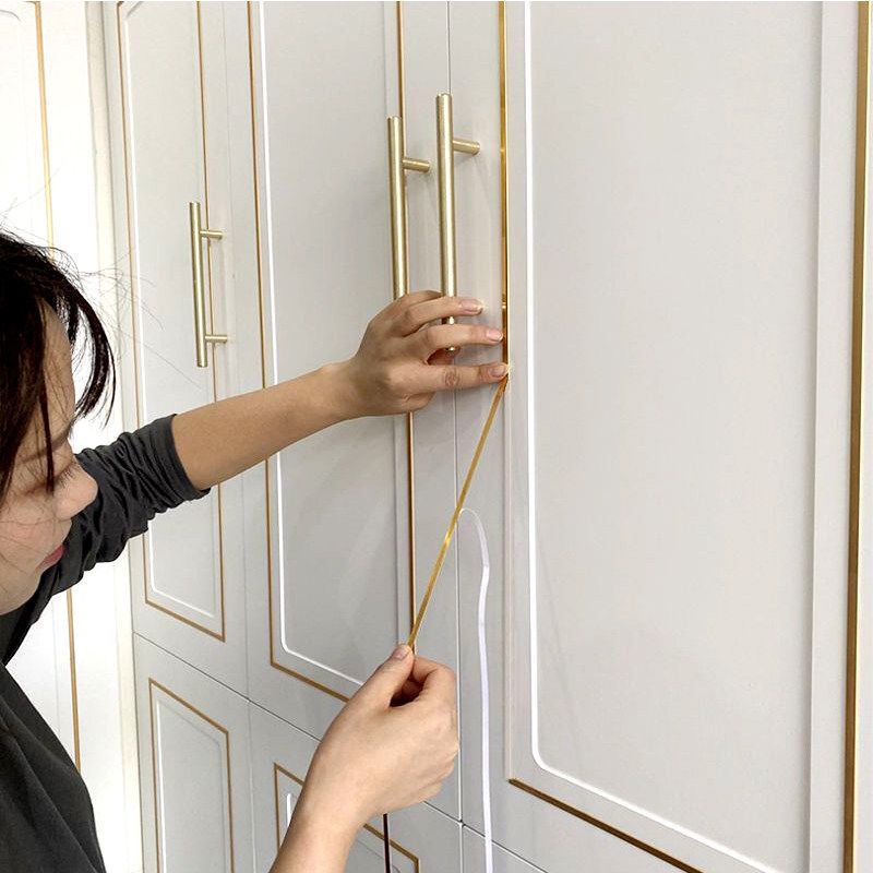 Kabinet/almari Gold Decoration Strip Sticker For Cupboard Cabinet Self ...