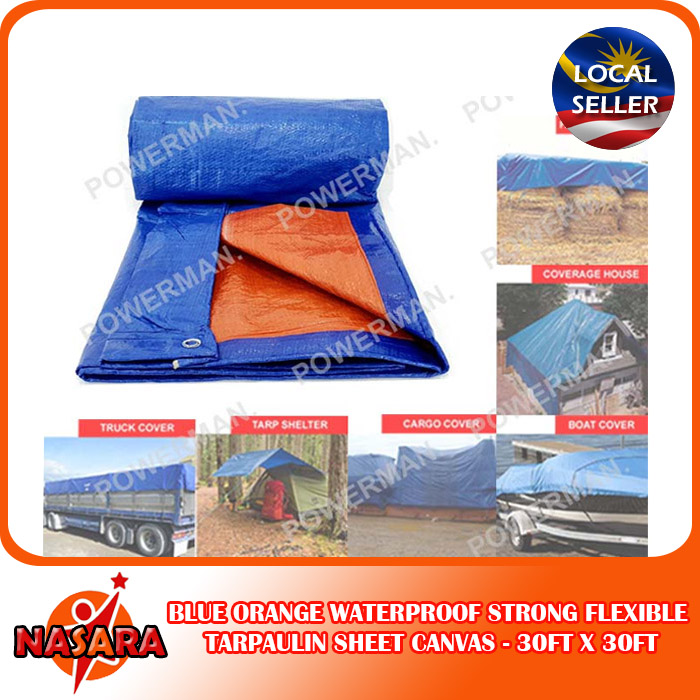 NASARA BLUE ORANGE WATERPROOF STRONG FLEXIBLE TARPAULIN SHEET CANVAS ...