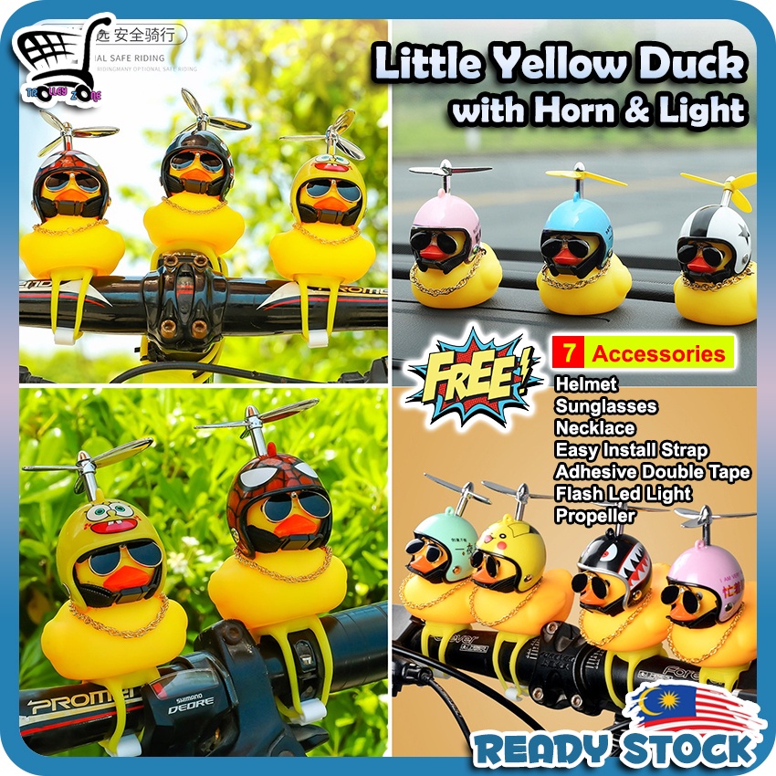Viral Yellow Duck Horn & Light with Helmet, Necklace, Sunglasses, Led