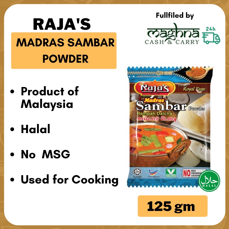 Raja's Madras Sambar Powder (Rempah Kuah Dalcha) - 1 Pack (125 gm ...