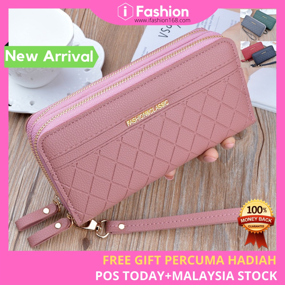 iFASHION READY STOCK Women Long Purse Zip Wallet Phone Pouch Wanita Beg ...