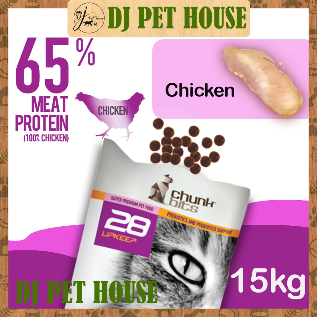 Chunkbits Upkeep 28/10 Chicken Cat Food 15kg Makanan Kucing Shopee