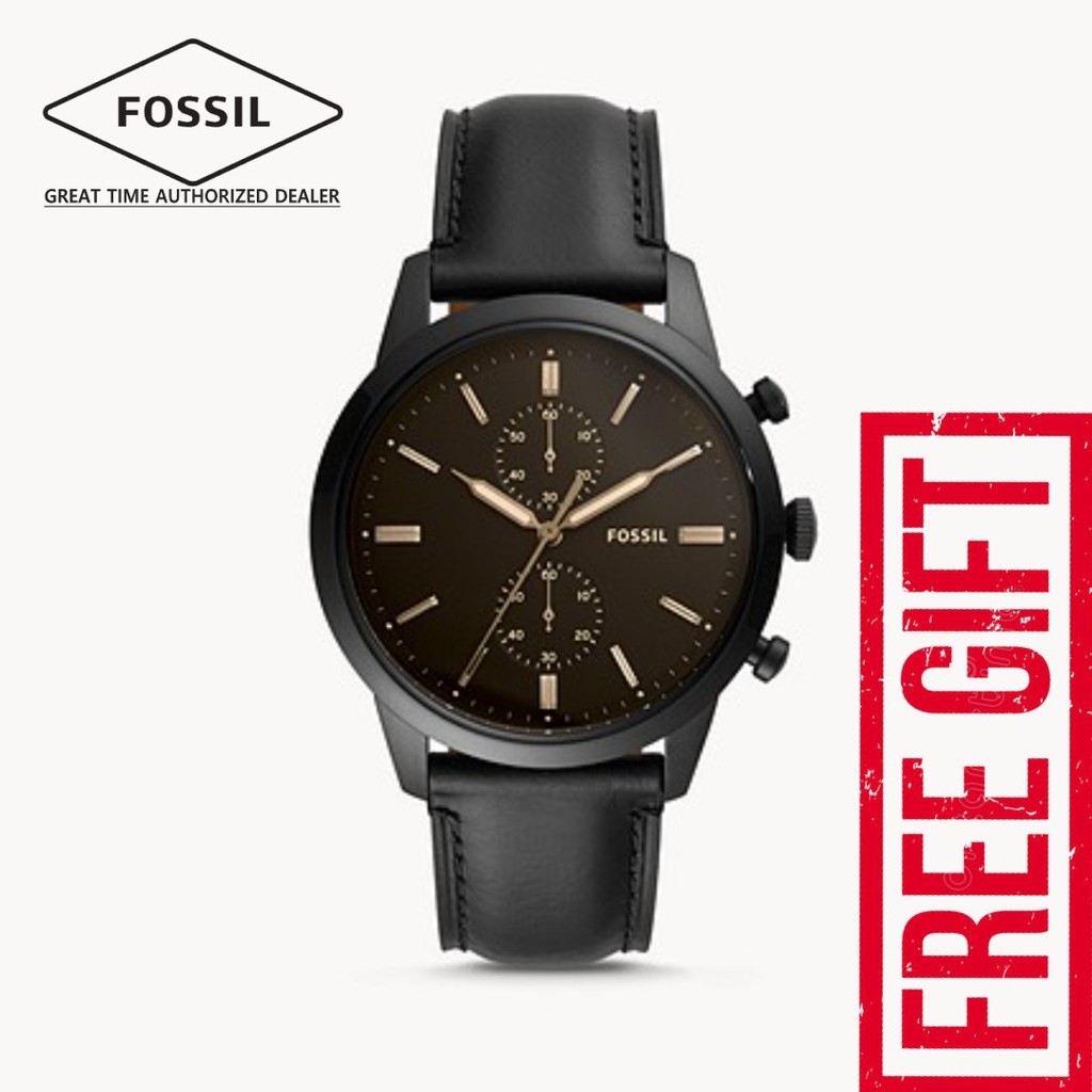 FOSSIL FS5585 Townsman Chronograph Black Gent's Leather Watch | Shopee ...