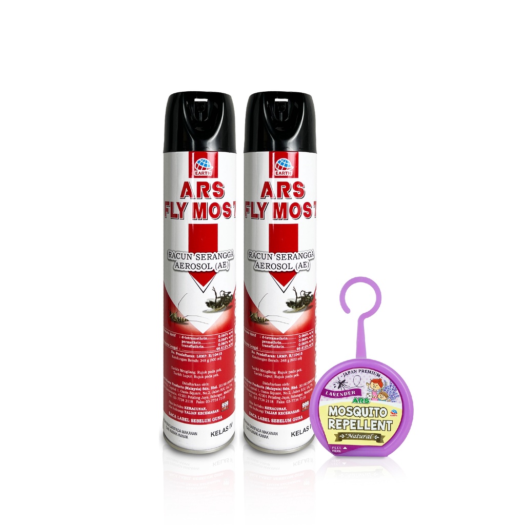 ARS Mosquito Killer & Repel Set [2x 600ml] Fly & Mosquito Lemongrass Spray, Repel Mosquito