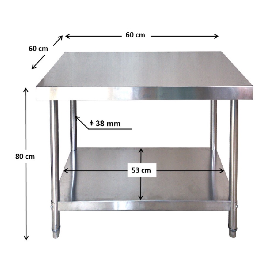 Kizzy 2 Tier Heavy Duty Stainless Steel working Table 2 x 2 ft Meja ...