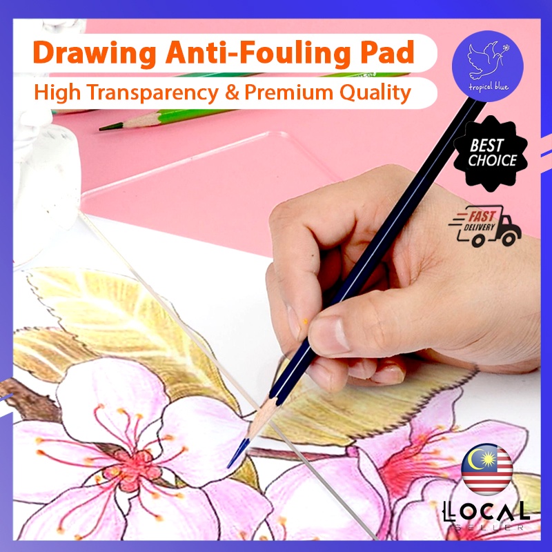 Tropical Blue Anti-smudge Protection Plastic Pad for Pencil Sketching ...