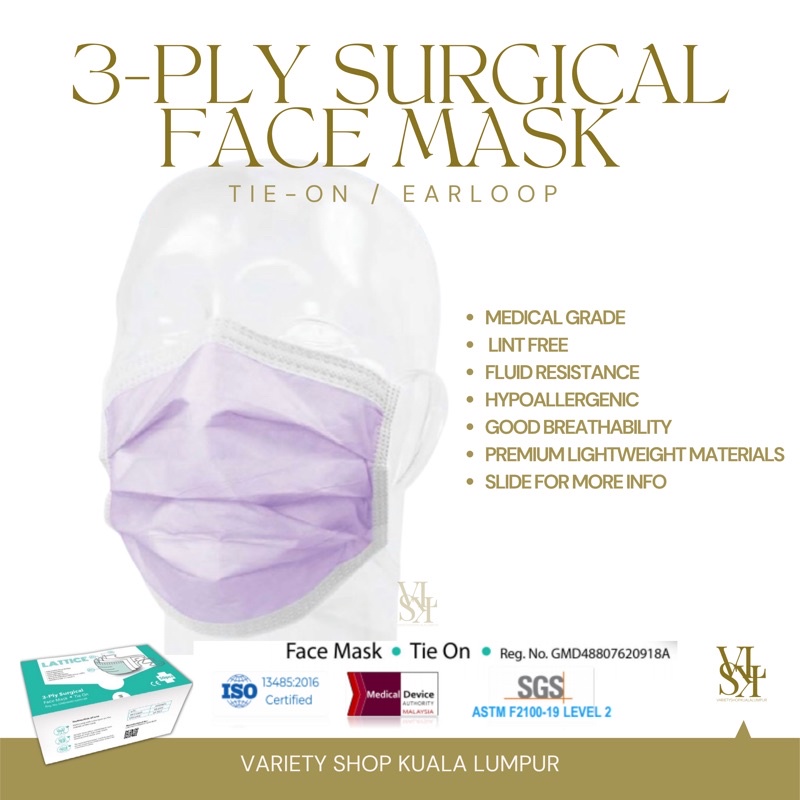 3ply Surgical Face Mask Tie On 5pcs Lint Free Shopee Malaysia 7314