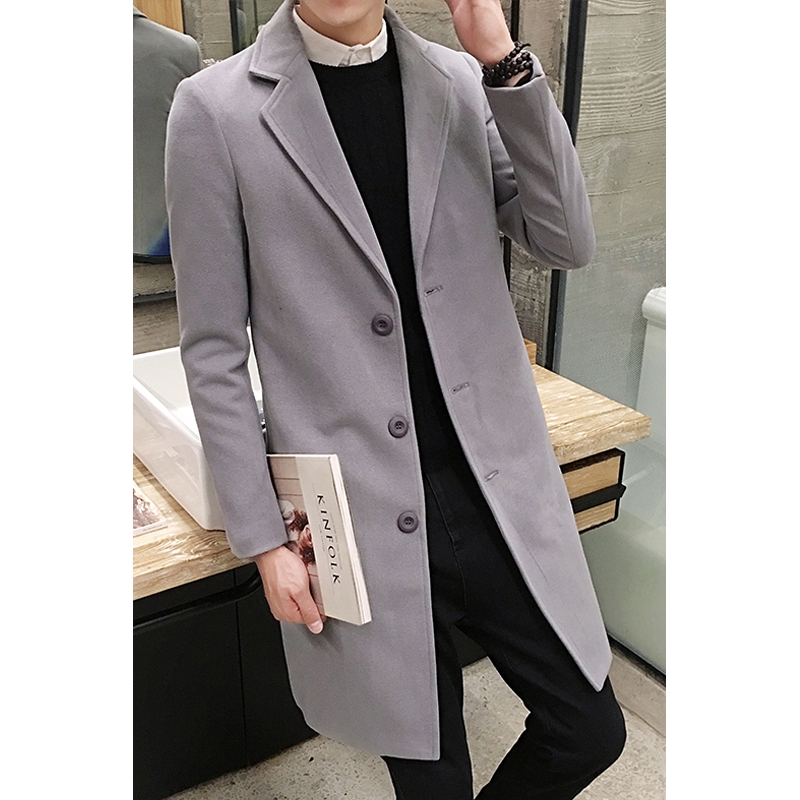 Young woolen coat men middle-aged and elderly autumn and winter mid ...