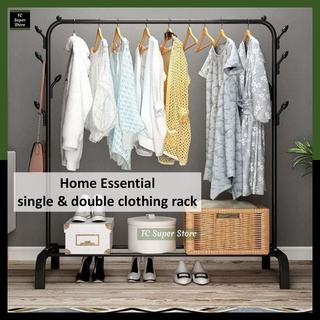 Single Pole Ampaian Baju Rak Pakaian Clothes Stand Rack With Hook Cloth  Organizer Mulig Rack