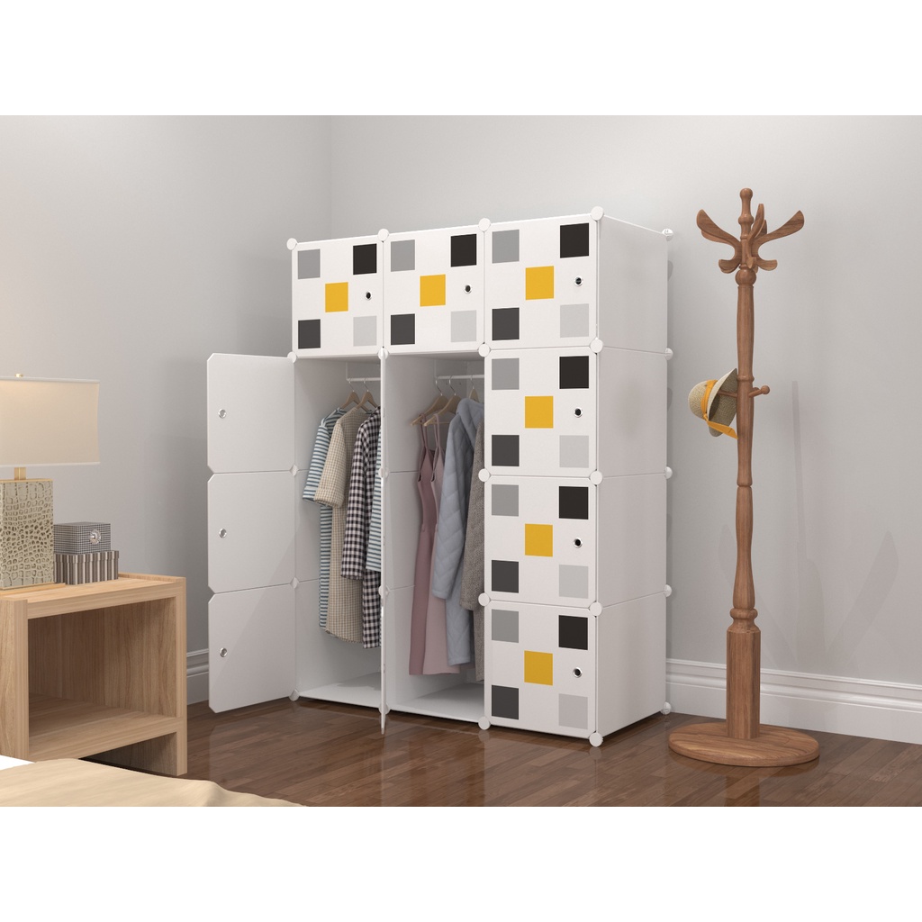 CHECKER WHITE 12C Almari Karton DIY Children Cartoon Cabinet