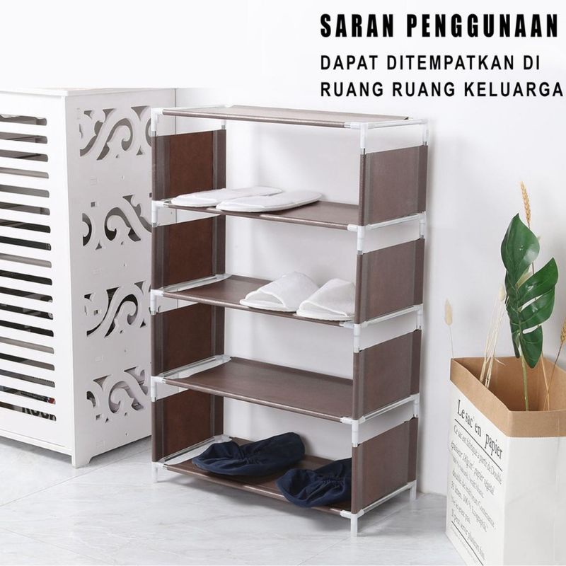 5-Tier PORTABLE Shoe Rack with MOTIF | Shopee Malaysia