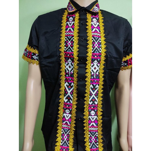 Baju Sabahan moden/Kemeja lelaki corak motif pinakol Rungus + renda ...