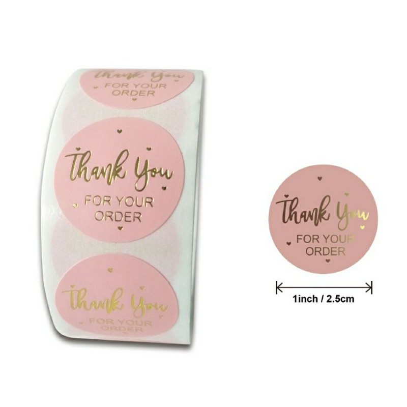 Ship Today 500pcs Thank You Stickers Pink Heart Gold wordings💕 Poslaju ...