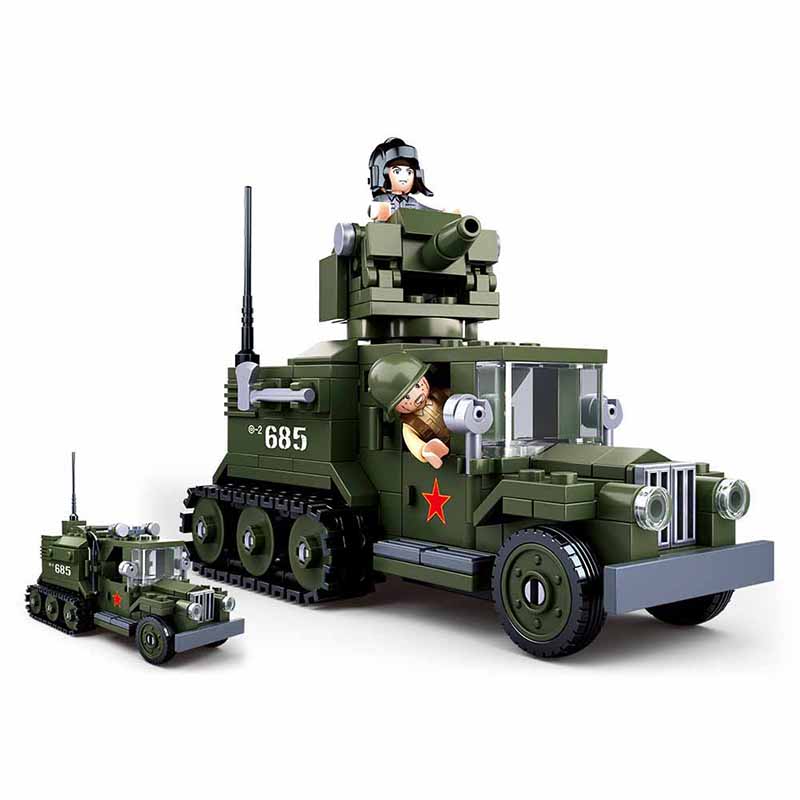 2in1 Semi-track Armored Tank Building Blocks Set DIY Assemble Model ...