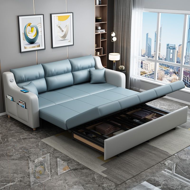 Folding sofa bed, sitting and sleeping, small apartment living room, multifunctional single and